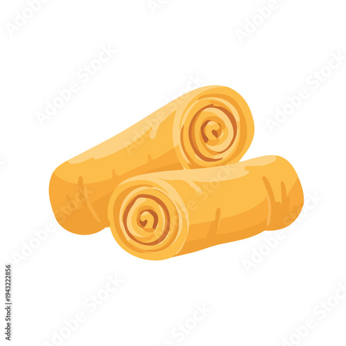 Modern flat 2D vector illustration of Baklava Rolls, clean and minimal design, isolated on white background.