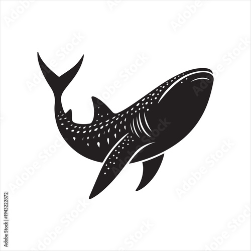  Whale shark abstract silhouette clip art logo design concept illustration idea