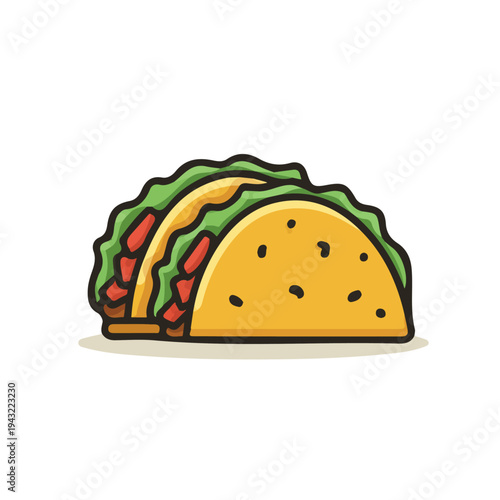Tacos Al Pastor, modern 2D flat vector illustration in icon style, isolated on pure white background.