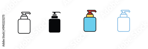Liquid Soap Dispenser Icon for Bathroom Hygiene, Hand Sanitizer, and Skincare Products. Symbol Vector Illustration.