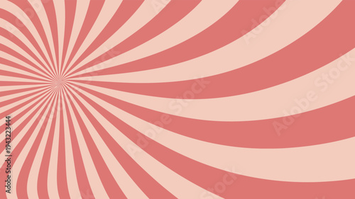 Dynamic retro sunburst pattern featuring swirling radial stripes in vibrant red and light pink hues