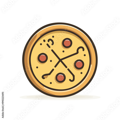 Simple flat 2D vector graphic of Cheese Pizza, modern icon look, displayed on a pure white background.