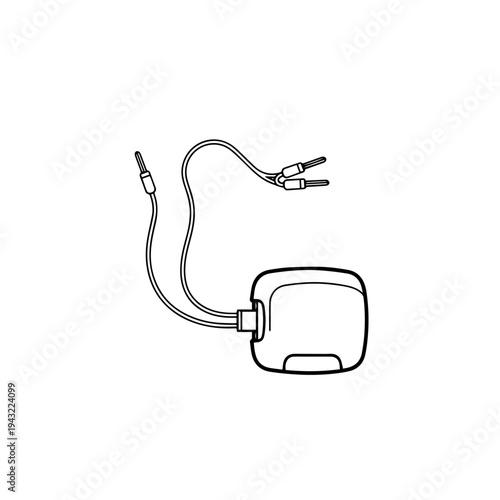 ICD Device Heart Defibrillator Implant Outline Vector Illustration