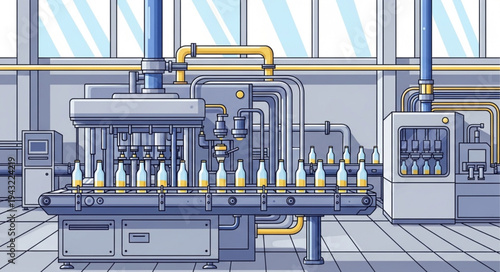 Industrial Machinery Factory Equipment Illustration.