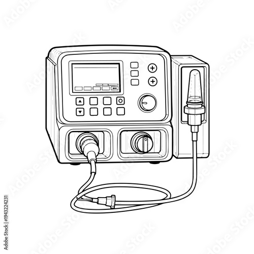 IV Cannula Intravenous Catheter Black and White Vector Icon – Medical Injection Device Line Illustration