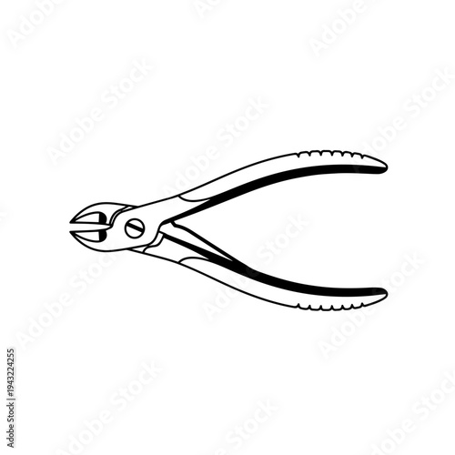 Nail Cutter Grooming Tool Black and White Vector Icon – Personal Care Nail Clipper Line Illustration