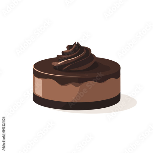 2D flat vector illustration of Chocolate Mousse Cake, designed in a clean icon style and isolated on a white background.