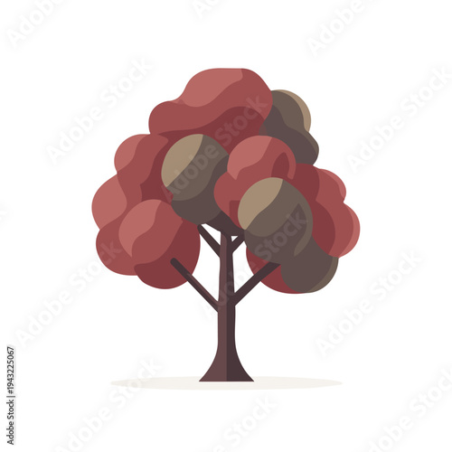 Modern flat 2D vector illustration of Chestnut Tree, clean and minimal design, isolated on white background.