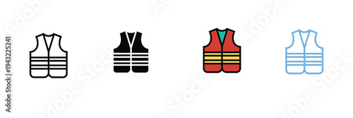 Safety Vest Icon for Construction, High Visibility Workwear, and Industrial Safety. Symbol Vector Illustration.