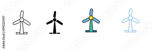 Wind Turbine Icon for Renewable Energy, Sustainable Power, and Environment. Symbol Vector Illustration.