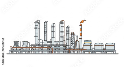 Industrial Factory Complex with Crane.