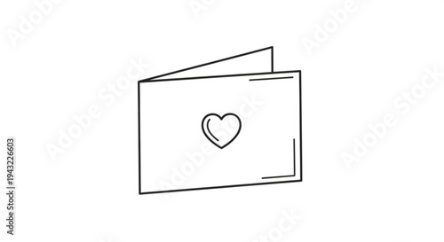 Hand drawn love letter with heart symbol on white background simple line art design for valentine's day or romantic greeting card concept