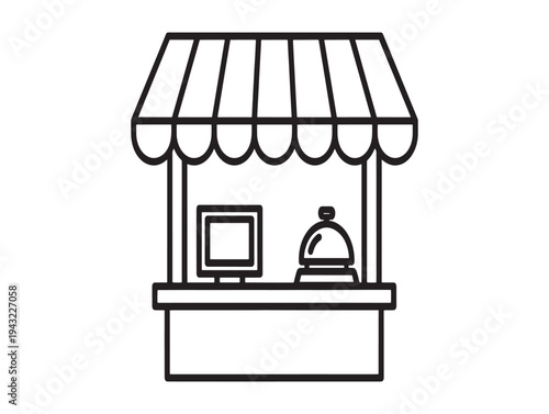 Simple illustration of a food or ticket booth with awning