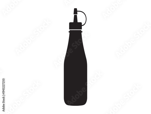 Black bottle with a pump dispenser on a white background
