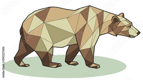Vector illustration of geometric brown bear polygonal low poly abstract animal illustration