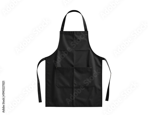 Professional Black Kitchen Apron Mockup Isolated on White Background
