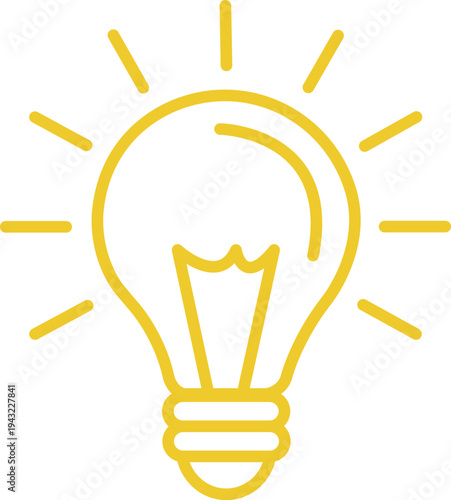Light bulb icon outline yellow lamp symbol for idea creativity innovation solution energy