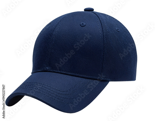 Classic Navy Blue Baseball Cap Mockup Isolated on White Background