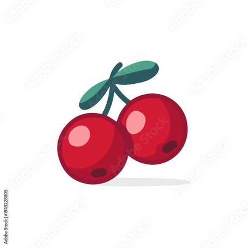 Simple flat 2D vector graphic of Cranberry, modern icon look, displayed on a pure white background.
