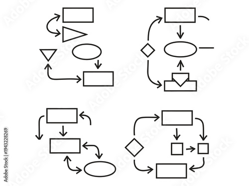 work flow chart symbol line icon showing connected process steps and directional arrows, representing business automation, system organization and operational workflow management.
