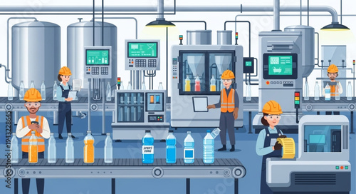 Industrial Factory Production Line Workers.