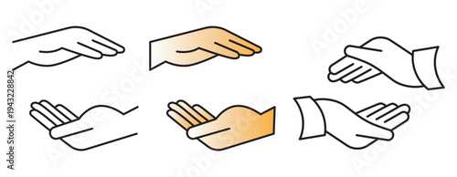 Hand gestures set showing various emotions and actions flat design vector illustration