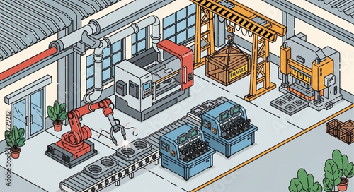 Industrial Factory with Machines and Equipment.