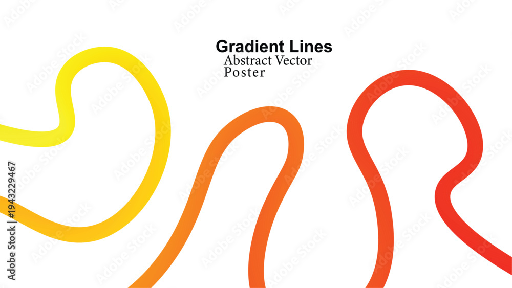 Fototapeta premium A colorful abstract vector poster featuring gradient lines in yellow orange and red hues on a white background with a modern design aesthetic
