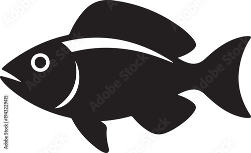 Minimalist black and white of a fish silhouette