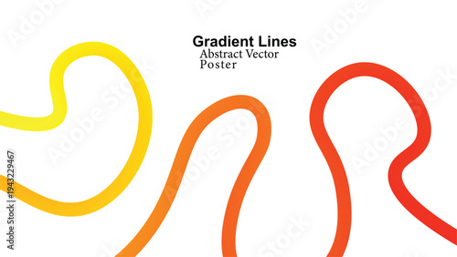 A colorful abstract vector poster featuring gradient lines in yellow orange and red hues on a white background with a modern design aesthetic
