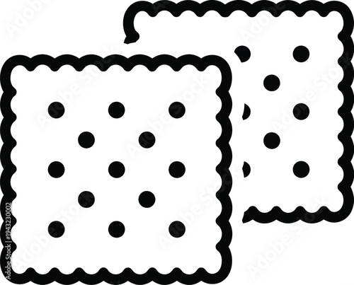 Two square, scalloped-edge crackers are depicted in a simple line art style suitable for web icons.