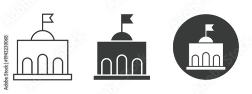 Palace sign symbol icon set