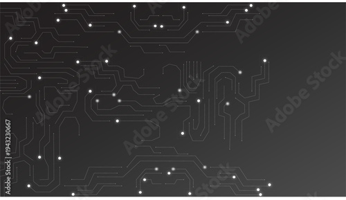 Electronic circuit board on black background.