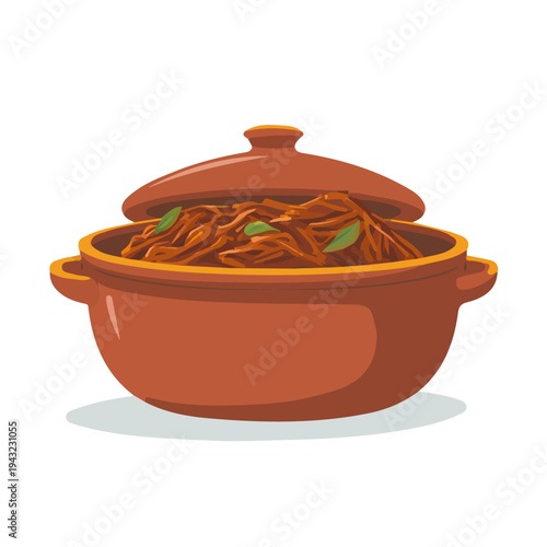 Ropa Vieja, modern 2D flat vector illustration in icon style, isolated on pure white background.