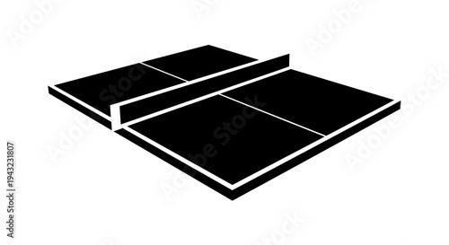 Black Silhouette of a Ping Pong Table with Net