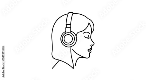 Woman Listening To Music With Headphones