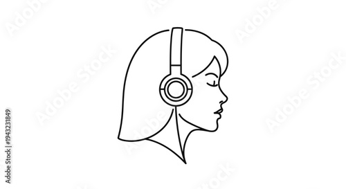 Woman Listening To Music With Headphones