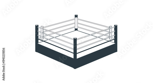 Boxing Ring With White Ropes And Posts