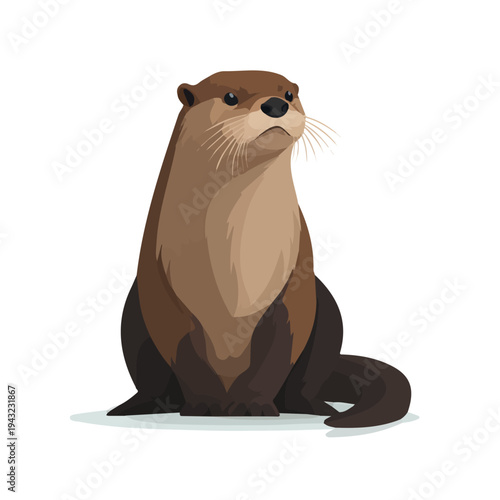 Simple flat 2D vector graphic of Otter, modern icon look, displayed on a pure white background.