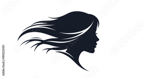 Silhouette Of Woman's Profile With Flowing Hair