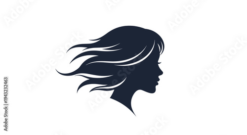 Silhouette Profile Of Woman With Flowing Hair