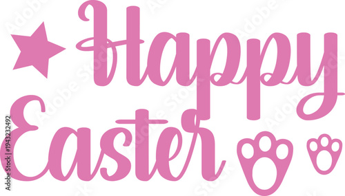 Happy Easter typography clip art design on plain white transparent isolated background for card, shirt, hoodie, sweatshirt, apparel, tag, mug, icon, poster or badge