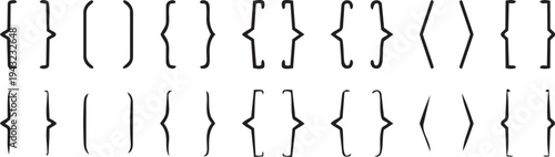 Math Symbols: An arrangement of various math symbols. It's a collection of a variety of curly braces and other related symbols