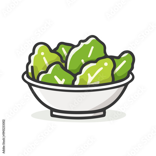 Simple flat 2D vector graphic of Caesar Salad, modern icon look, displayed on a pure white background.
