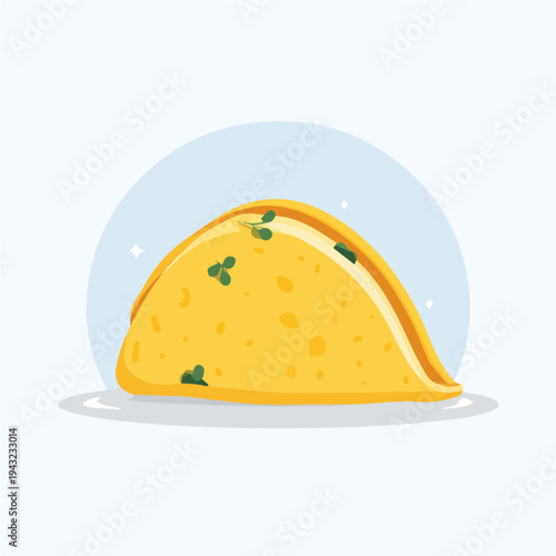Simple flat 2D vector graphic of Omelette, modern icon look, displayed on a pure white background.