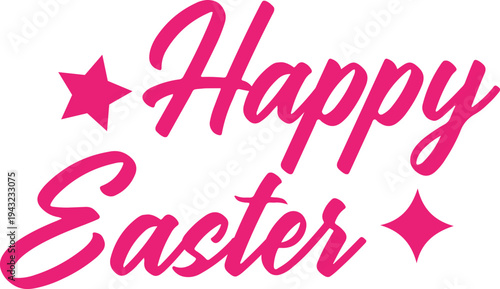 Happy Easter typography clip art design on plain white transparent isolated background for card, shirt, hoodie, sweatshirt, apparel, tag, mug, icon, poster or badge