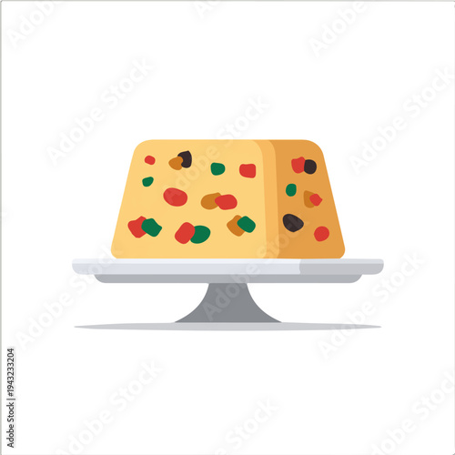 Fruitcake illustrated in a clean 2D flat vector style, minimal and modern, isolated on a white background.