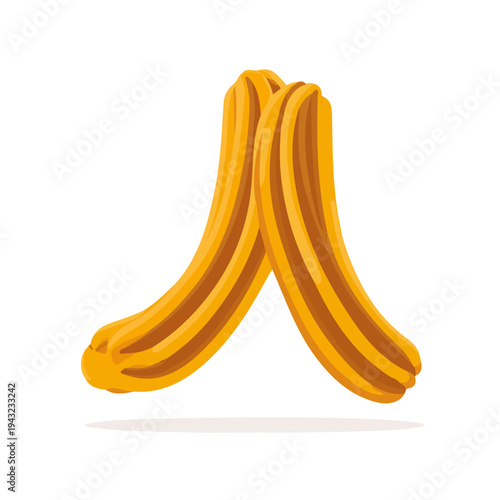 Simple flat 2D vector graphic of Churros, modern icon look, displayed on a pure white background.