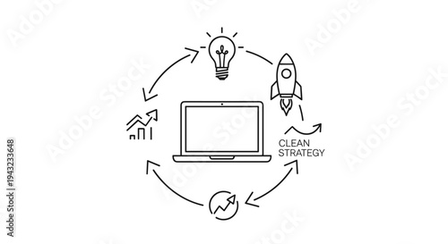 Business Growth And Strategy Cycle With Laptop