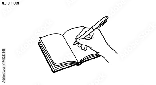 Hand Writing In Open Notebook